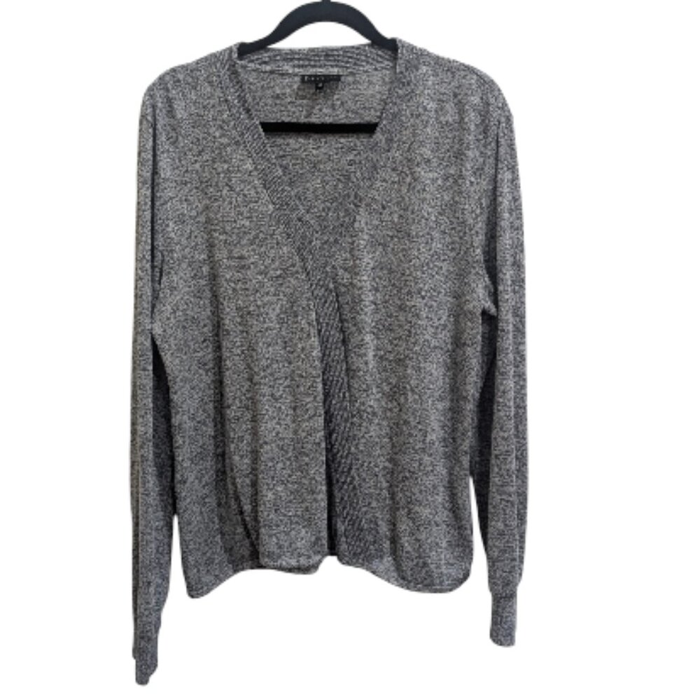 Bobeau Marled Grey Wrap-Front V-neck top